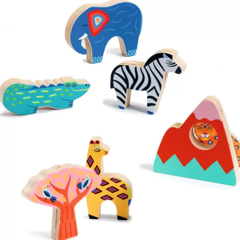 Djeco Puzzle Djeco<Puzzle Relief En Bois Savana Story, Jeu D'Encastrement 1068