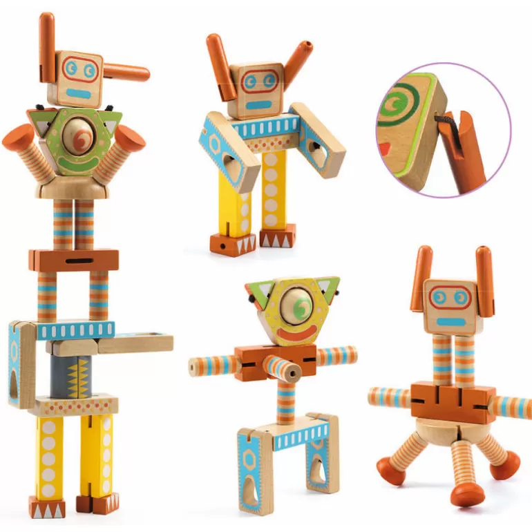 Djeco Jeux De Construction<Ze Elastorobot, Jeu De Blocs En Bois Pour Construire Des Robots 6435